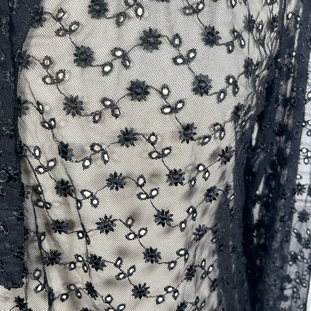 Y2K. Express Embroidered Mesh Lace Top, size: M. - Picture 4 of 9